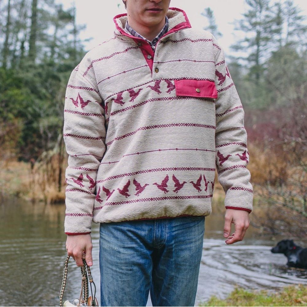 🦆 Southern Proper Men’s Duck‎ Call Sherpa-Lined Pullover – Size XL ✨